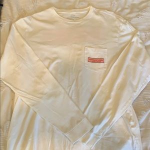 Vineyard Vines White Long Sleeve Pocket Tee